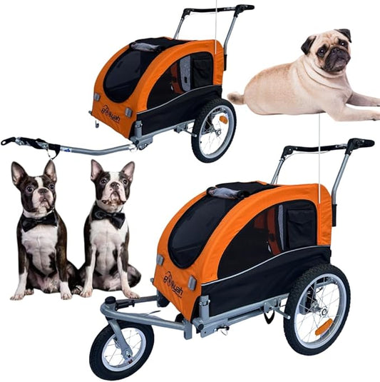 Booyah Medium Dog Stroller & Pet Bike Trailer with Suspension