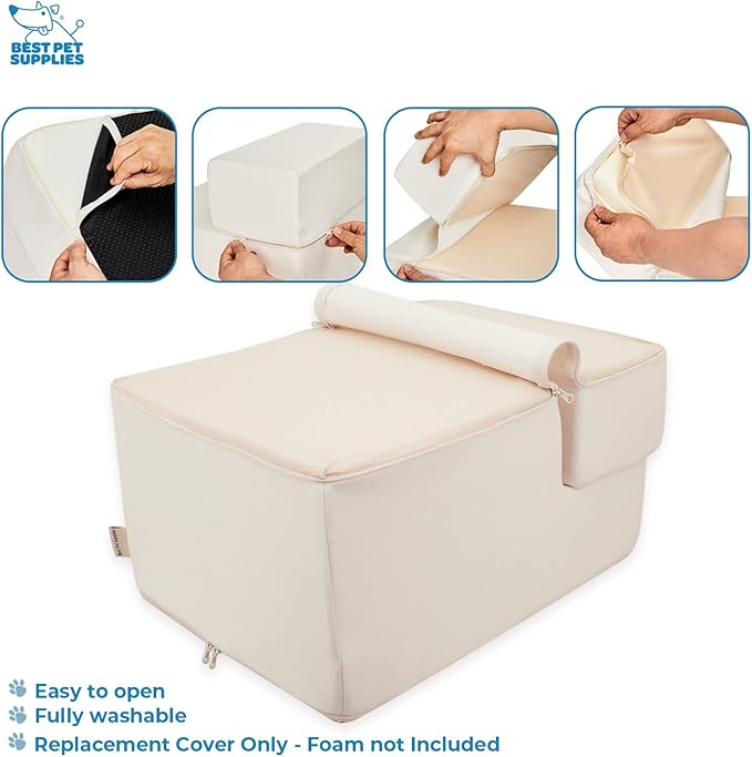 Best Pet Supplies Foldable Pet Stairs Cover for Foam Dog Ramps 3-Step