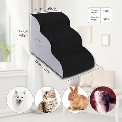 High Density Foam Dog Stairs Steps (3-Tiers (Black))