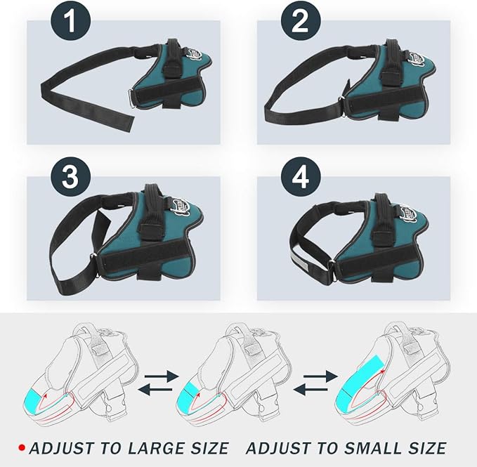 Bolux Dog Harness, No-Pull Reflective Dog Vest, Breathable Adjustable Pet Harness with Handle for Outdoor Walking - No More Pulling, Tugging or Choking (Turquoise, XS)