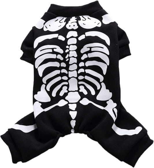 Dog Cat Skeleton Costume Coat Pet Puppy Halloween Costumes Clothes for Small Medium Dogs Cats Halloween Party Cosplay Sweater Jumpsuit Puppies Funny Outfits Kitten Dress up Shirt Pets Apparel