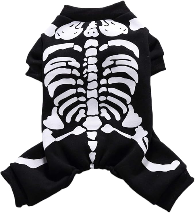 Dog Cat Skeleton Costume Coat Pet Puppy Halloween Costumes Clothes for Small Medium Dogs Cats Halloween Party Cosplay Sweater Jumpsuit Puppies Funny Outfits Kitten Dress up Shirt Pets Apparel