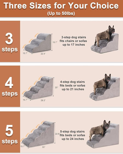 Dog Stairs for High Bed with High Density Foam 22.6" H,5-Step