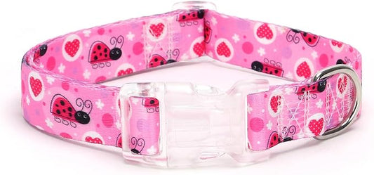 Floral Print Puppy Dog Collar for Small Medium Large Dogs Collars with Quick Release Buckle for Girls Female Dog Soft Nylon Comfortable Durable Pet Collar (NO10, L)