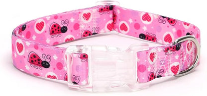 Floral Print Puppy Dog Collar for Small Medium Large Dogs Collars with Quick Release Buckle for Girls Female Dog Soft Nylon Comfortable Durable Pet Collar (NO10, M)