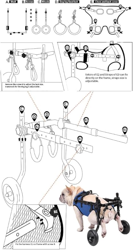 shudyear Dog Wheelchair Van. Dog Wheelchair Trolley for rears