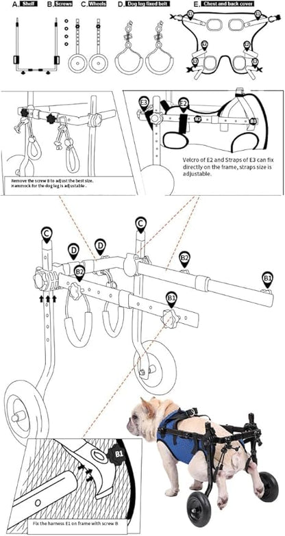 shudyear Dog Wheelchair Van. Dog Wheelchair Trolley for rears