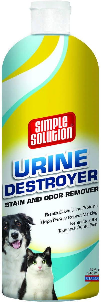 Simple Solution Urine Destroyer Enzymatic Cleaner | Pet Stain and Odor Remover with 2X Pro-bacteria Cleaning Power | 32 Ounces