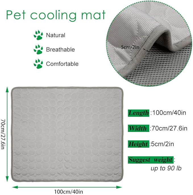 VeMee Cooling Mat Pad for Dogs Cats Ice Silk Mat Cooling Blanket Cushion for Kennel/Sofa/Bed/Floor/Car Seats Cooling (XL:40 x 28 inches