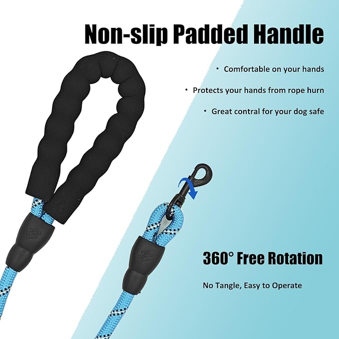 Rope Dog Leash with Comfortable Hand Grip 6.5 FT