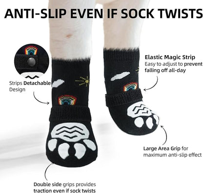 PUPTECK 2 Pairs Anti-Slip Dog Grip Socks for Hot/Cold Pavement