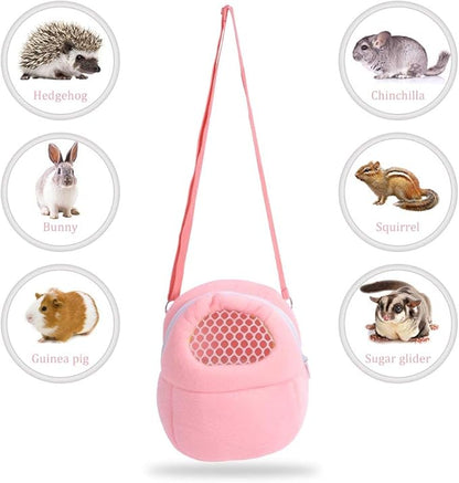 1 PCS Portable White Mesh African Hedgehog Hamster Breathable Pet Dog Carrier Bags Handbags Puppy Cat Travel Backpack (M, White Mesh - Pink, 18 x 22cm/7 x9 inch)