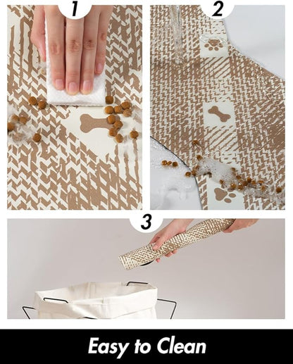 PADOOR- Dog Food Mat- Absorbent Pet Food Mat- Dog Bowl Mat Bone Shaped- Quick Dry Dog Feeding Mat 12"x19", Brown