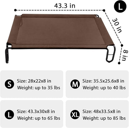 pettycare Elevated Outdoor Dog Bed 65 lbs,Brown