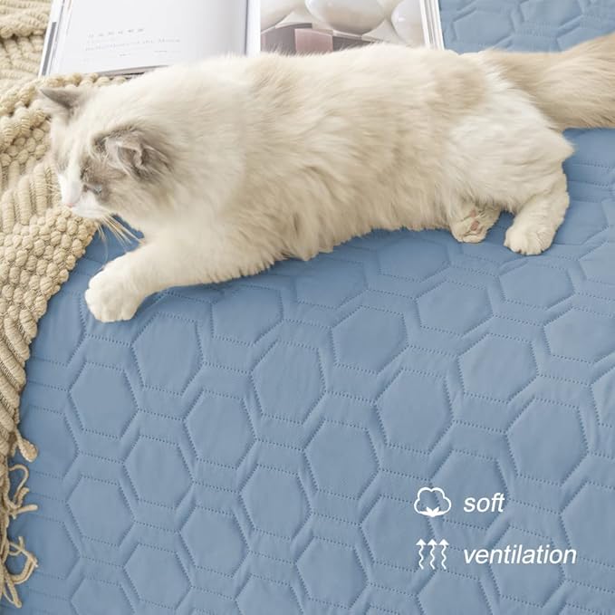 Waterproof and Anti-Slip Dog Bed Cover and Pet Blanket Sofa Pet Bed Mat ，car Incontinence Mattress Protectors Furniture Couch Cover for Most Cats Dogs, Pets（52x82-Stoneblue）