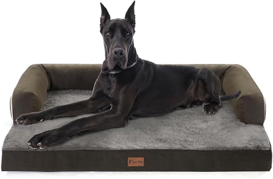 XXL Dog Bed with Bolsters, Waterproof Dog Beds for Extra Large Dogs, Memory Foam Orthopedic Dog Bed with Removable Washable Cover, Nonskid Bottom (XX-Large, Dark Green)