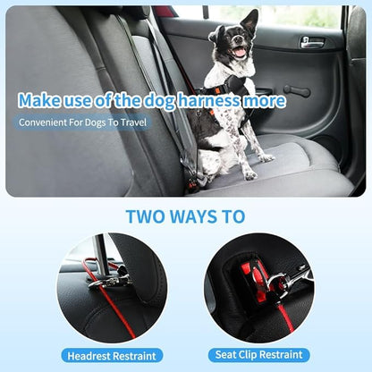 Dog Seat Belt Harness for Car,2pcs Dog Seatbelt of Coated Wire Leash Safety Restraint,No Chew Tether Cable Vehicle Dog Accessories,Double Clips & Latch (Black, 24 inch/60 CM)