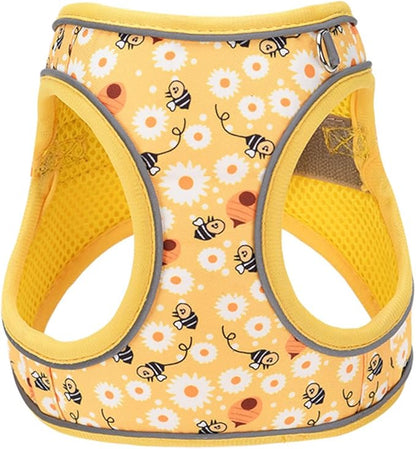 Step in Dog Harness No Pull Honeybee Adjustable Soft Mesh Padded Reflective Velcro Pet Vest Harness and Leash Set for Small Medium Dogs