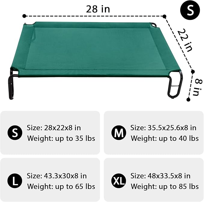 pettycare Elevated Outdoor Dog Bed 35 lbs,Green