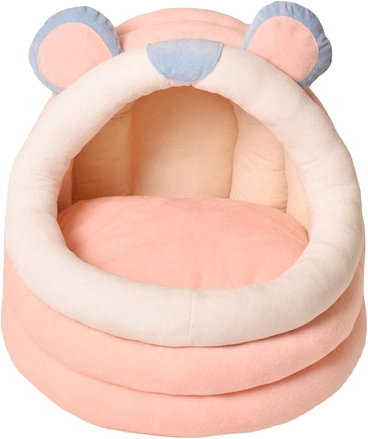 QWINEE Indoor Cat Bed Cave with Removable Cushion