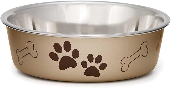 Loving Pets - Bella Bowls - Dog Food Water Bowl No Tip Stainless Steel Pet Bowl No Skid Spill Proof (Extra Large, Champagne)