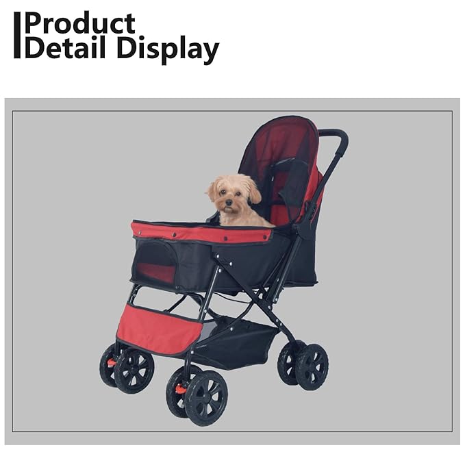 Reversible Handlebar Pet Stroller for Medium Dogs 360 Rotating 2 Security