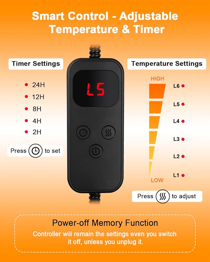 clawsable Super Large Size Pet Heating Pad Electric Heating Pad for Dogs 6 Temperature 5 Timers