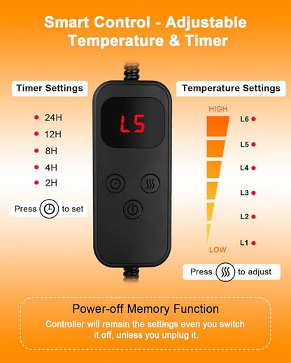 clawsable Super Large Size Pet Heating Pad Electric Heating Pad for Dogs 6 Temperature 5 Timers