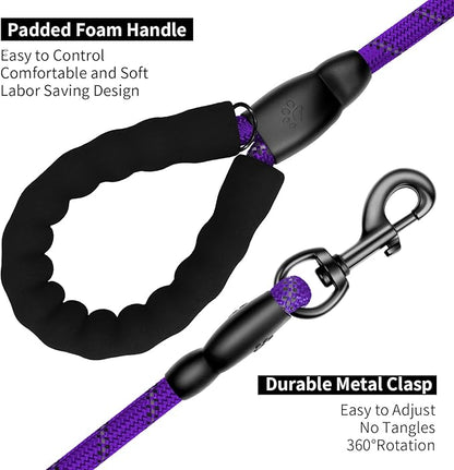 Heavy Duty Dog Leash for Large Medium Small Breed Dogs Handle,4/5/6 FT Holder,Purple,1/2 inch