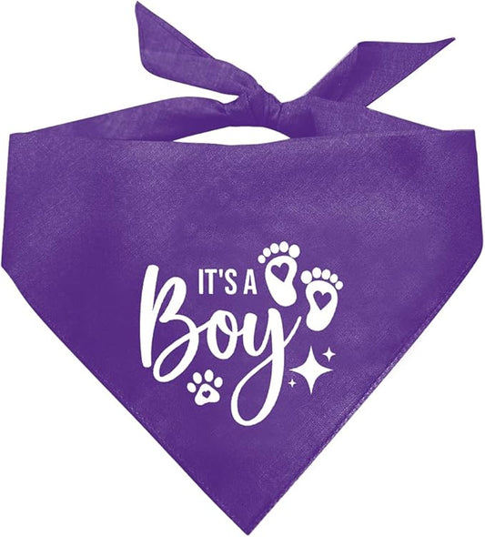 It's A Boy Dog Bandana, Purple Dog Bandana, Gender Reveal Dog Bandana, Dog Bandana Pregnancy Announcement, Dog Bandana for Small Medium Large Dog, Pet Dog Triangle Scarf, Gift for Dog Lover (E56)