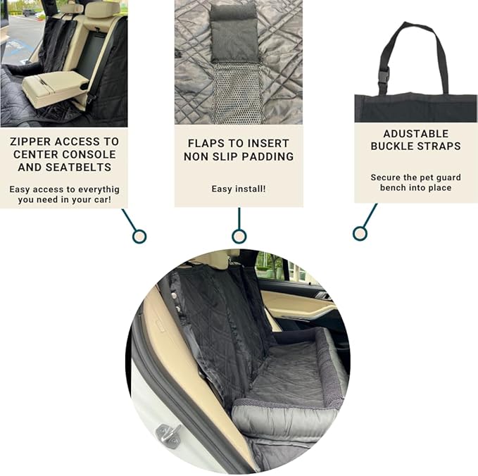 Deluxe Quilted Padded Dog Car Seat Cover Non-Slip Back Best for Car Truck and SUV 3 Sizes 56"W x 72L, PetGuard,