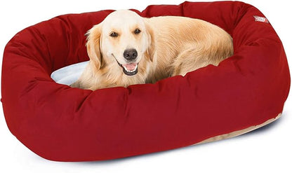 40 inch Red & Sherpa Bagel Dog Bed By Majestic Pet Products