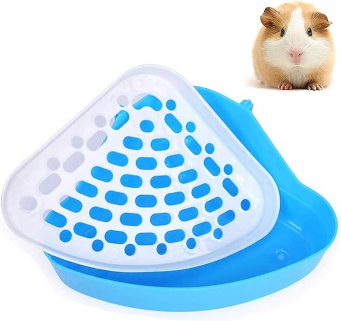 Hamster Pet Corner Toilet Litter Trays Cat Rabbit Clean Indoor Pet Potty Tray for Small Animal Guinea Pig Galesaur Ferret (Blue)