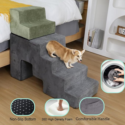 Dog Stairs Dog Steps 30 inches High for Small Large Dogs for High Beds 28-34 inches Tall 35D Foam 30 inches,
