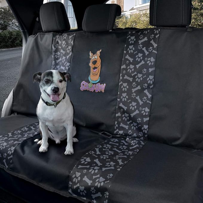 BDK Scooby Doo Waterproof Dog Car Seat Cover for Back Seat – Heavy Duty Black Oxford Automotive Rear Bench Seat Cover for Dogs