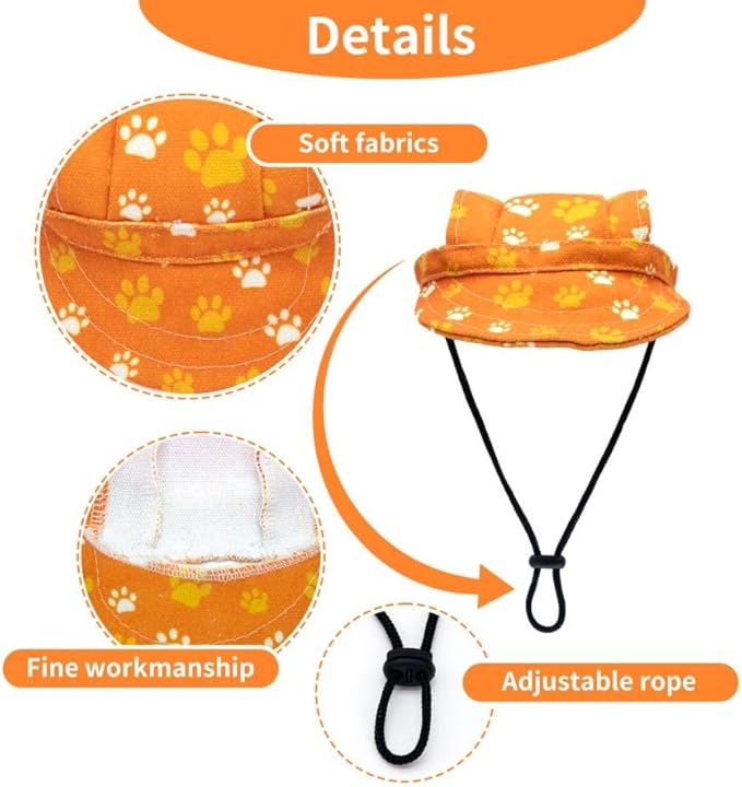 PET SHOW Dog Baseball Cap Dog Paw Print Peaked Cap Pet Sun Hats with Ear Holes Sport Hat for Small Medium Doggies Adjustable Drawstring Puppies Cats Visor Hat Girls Boys Pink/XS