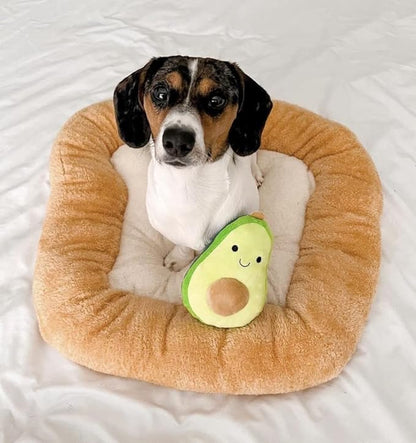 TONBO Soft Plush Small Cute and Cozy Food Dog Cat Bed, Washer and Dryer Friendly (Avocado Toast)