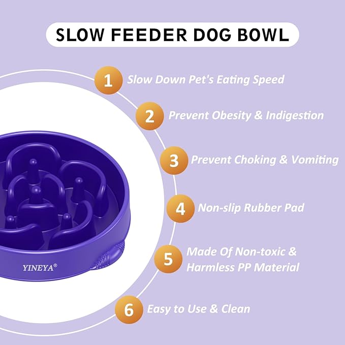 4 Cups Slow Feeder Dog Bowls Large Breed, Dog Food Puzzle Feeder, Large Dog Bowl Slow Feeder, Maze Dog Food Bowl Slow Feeder, Dog Puzzle Feeder, Slow Eating Dowl Bowl 2Pcs Black&Purple