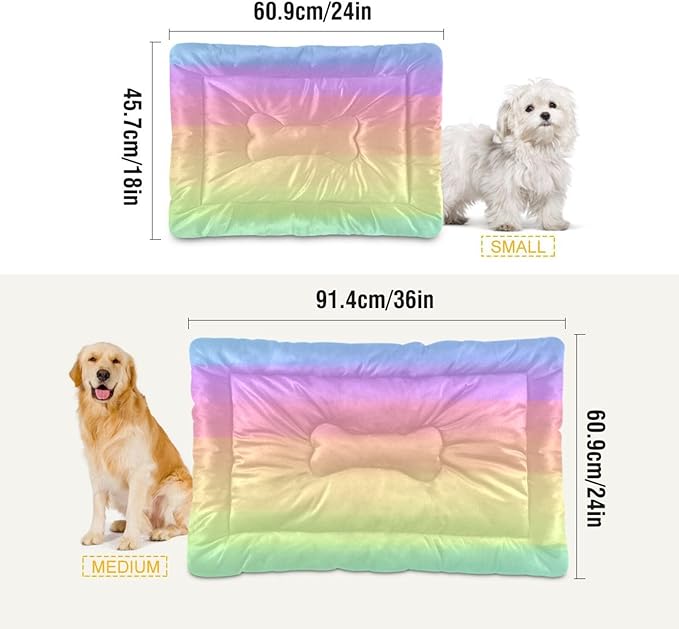 Rainbow Pastel Pet Bed Pad Soft Dog Bed Mat with Anti-Slip Bottom
