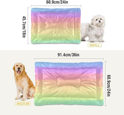 Rainbow Pastel Pet Bed Pad Soft Dog Bed Mat with Anti-Slip Bottom