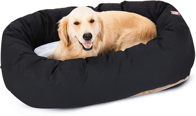 40 inch Black & Sherpa Bagel Dog Bed By Majestic Pet Products