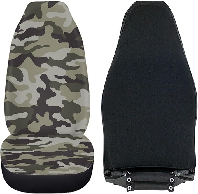 Green Camo Print Car Seat Cover Front Seats for Men