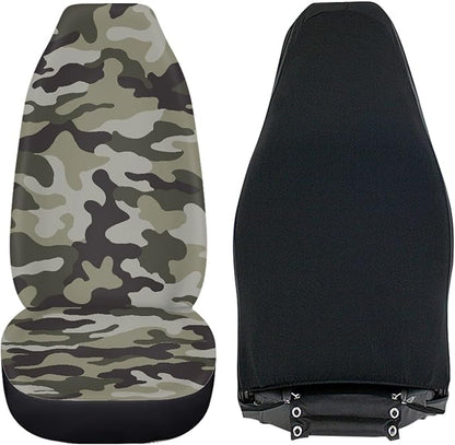 Green Camo Print Car Seat Cover Front Seats for Men