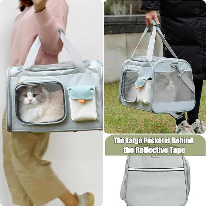 Puppy Carrier for Cat Expandable Bunny Small Animal Traveling Outdoor Carry Bag (Green)