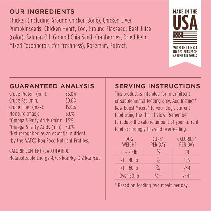 Instinct Raw Boost Mixers Freeze Dried Raw Dog Food Topper, Grain Free Dog Food Topper with Functional Ingredients 12.5 Ounce (Pack of 1)