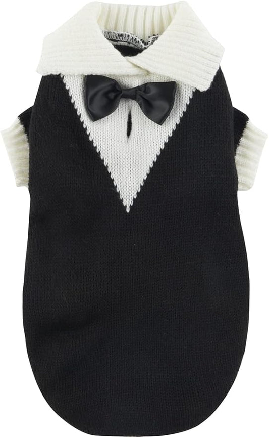 Dog Halloween Birthday Bow Tie Clothes Formal Dog Wedding Attire Sweater for Puppy Cat 9" Back