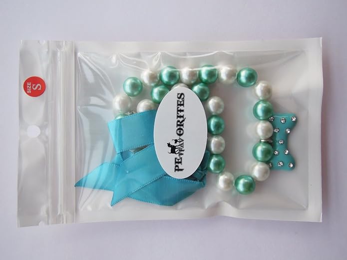 Fancy Diamond Pearl Dog Necklace Collar Jewelry with Bling Rhinestones Bone Charm for Pets Cats Small Dogs Girl Teacup Chihuahua Yorkie Clothes Costume Outfits Accessories