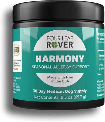 Harmony | Natural Skin Care for Dogs | Seasonal Allergy and Natural Histamine Support | Helps with Skin Health & Detoxification | 30 Medium Dog Servings