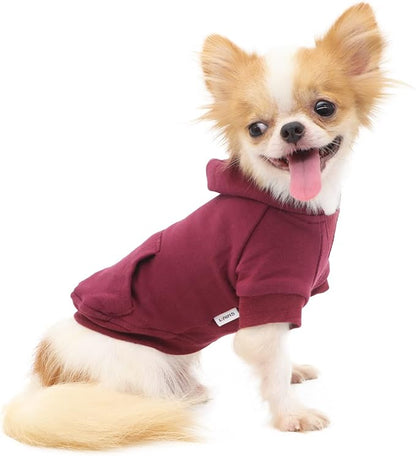 LOPHIPETS Lightweight Cotton Hoodie for Small Dogs – Hooded Sweatshirt for Chihuahuas Puppy and Toy Breeds-Red/L