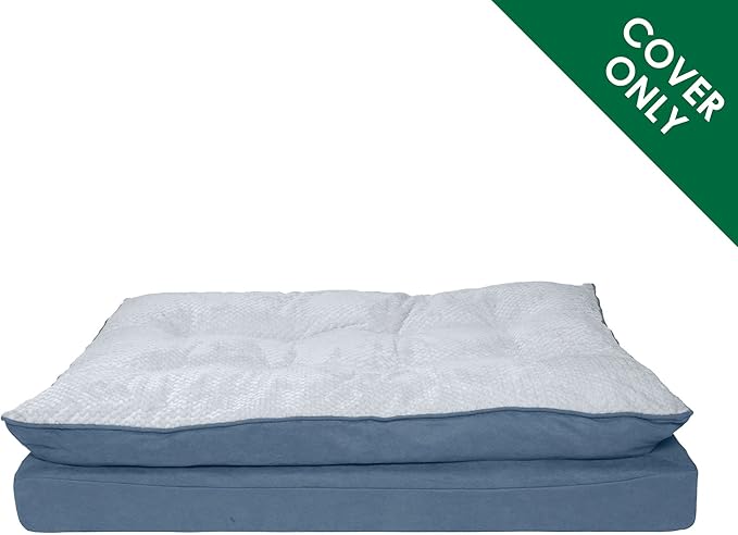Furhaven Replacement Dog Bed Cover Minky Plush & Suede Pillow Top Mattress
